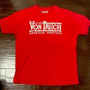 Von Dutch - Logo Red T-Shirt 100% COTTON VINTAGE , SZ XXL FITS LIKE XL